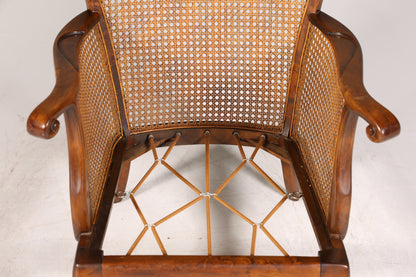 Wunderschöner Chippendale Sessel Barock Stil Wiener Geflecht Relax Sessel Vintage Samt Stoff 2 von 2
