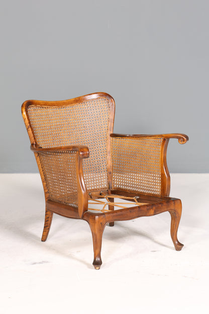 Wunderschöner Chippendale Sessel Barock Stil Wiener Geflecht Relax Sessel Vintage Samt Stoff 2 von 2