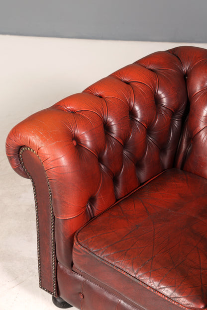 Stilvoller Original Chesterfield Sessel Englisch Oxblood Leder Armlehnsessel Herrensessel 1 von 2