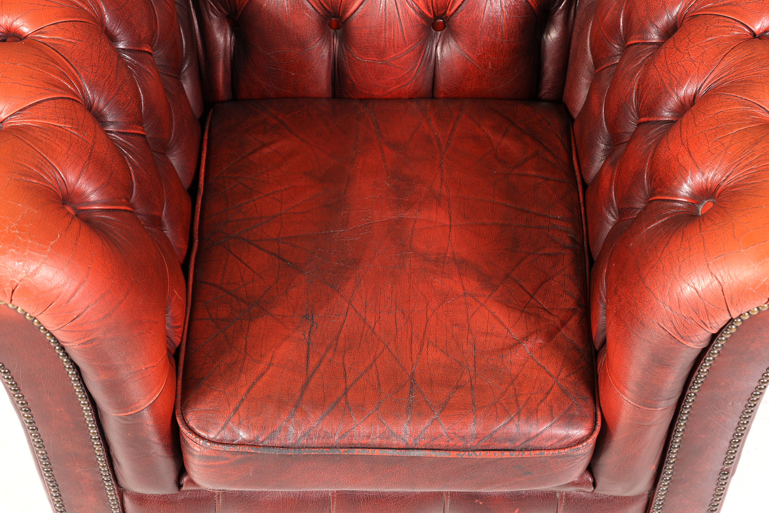 Stilvoller Original Chesterfield Sessel Englisch Oxblood Leder Armlehnsessel Herrensessel 1 von 2