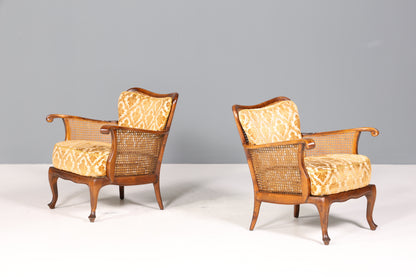 Wunderschöner Chippendale Sessel Barock Stil Wiener Geflecht Relax Sessel Vintage Samt Stoff 2 von 2