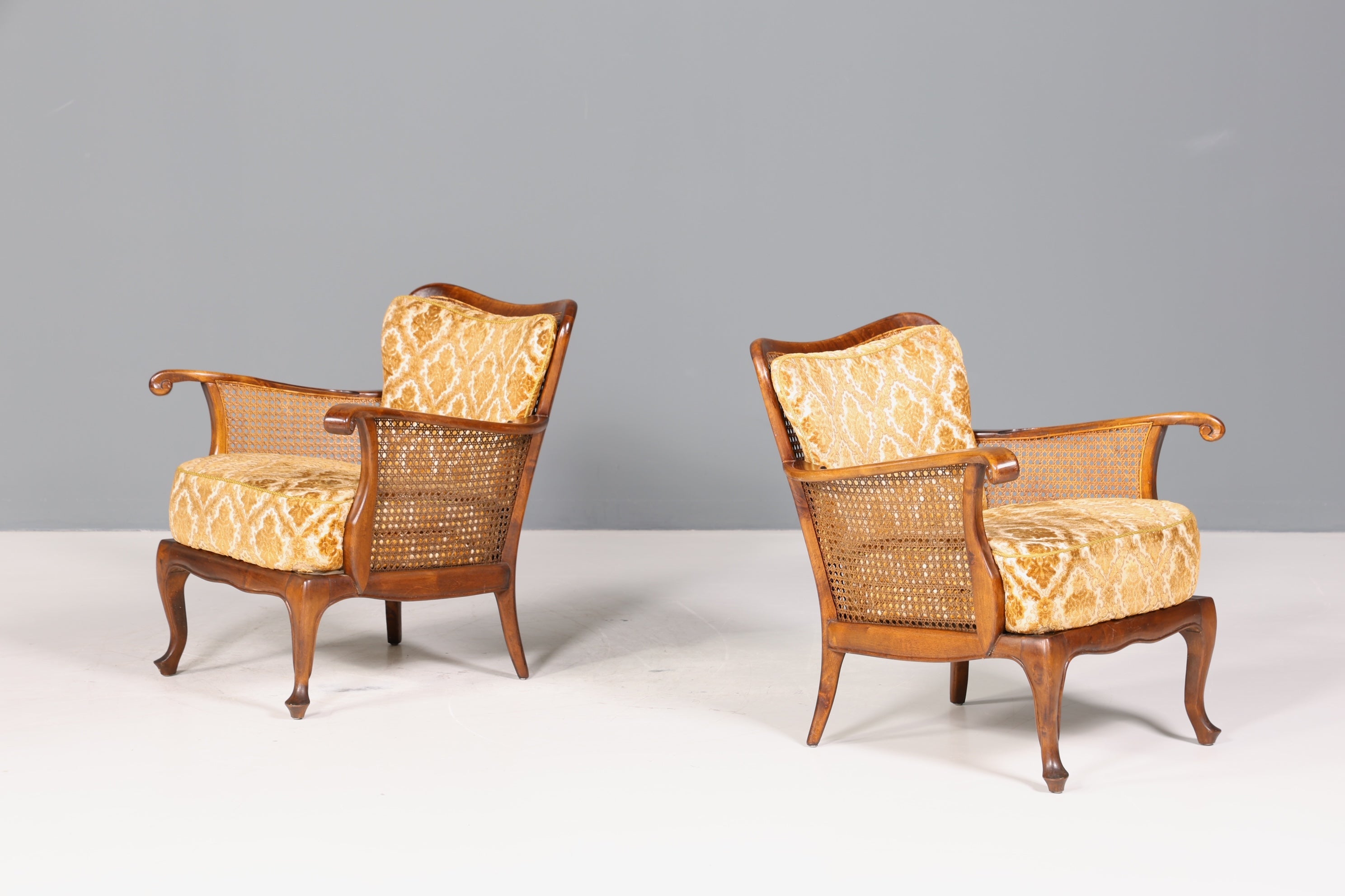 Wunderschöner Chippendale Sessel Barock Stil Wiener Geflecht Relax Sessel Vintage Samt Stoff 1 von 2