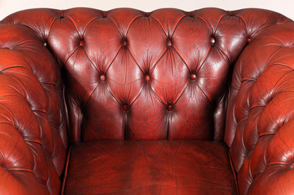 Stilvoller Original Chesterfield Sessel Englisch Oxblood Leder Armlehnsessel Herrensessel 1 von 2