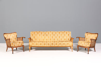 Wunderschöner Chippendale Sessel Barock Stil Wiener Geflecht Relax Sessel Vintage Samt Stoff 2 von 2