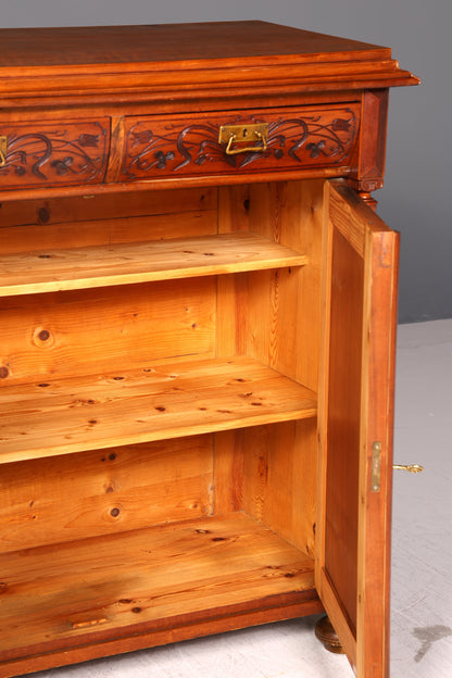 Traumhafter Gründerzeit Schrank Nussbaum Schnitzerei Halbschrank Kommode Antik Sideboard Buffet Vintage