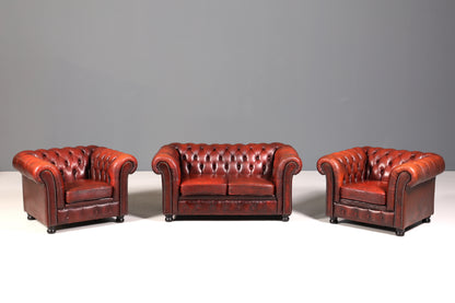 Stilvoller Original Chesterfield Sessel Englisch Oxblood Leder Armlehnsessel Herrensessel 1 von 2