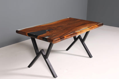 Einzigartiger Epoxidharz Tisch 160-90cm Nussbaum Esszimmer Tisch massiv Holz Küchentisch Esstisch - Hauptstadt Möblerei