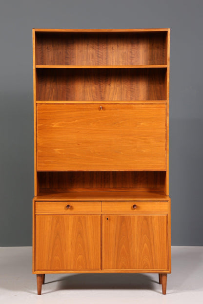 Stilvoller Mid Century Schrank Vintage Highboard Sekretär echt Holz Regal 60er Jahre
