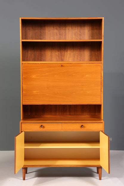 Stilvoller Mid Century Schrank Vintage Highboard Sekretär echt Holz Regal 60er Jahre