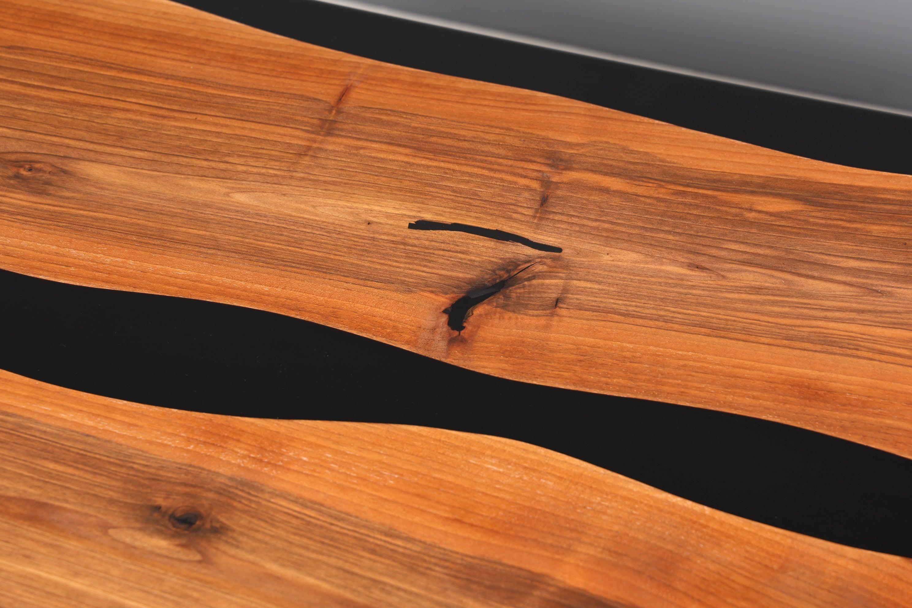 Wunderschöner Epoxidharz Tisch 220-90 cm Epoxy Schwarz Nussbaum Esszimmer Tisch