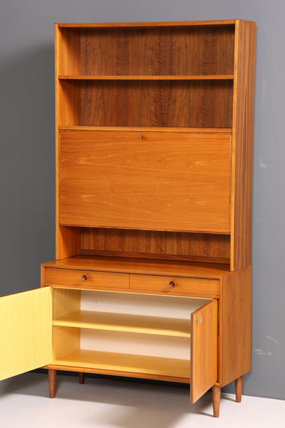 Stilvoller Mid Century Schrank Vintage Highboard Sekretär echt Holz Regal 60er Jahre