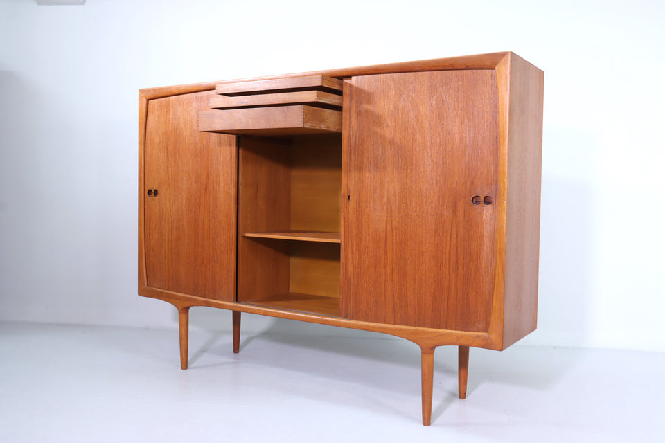 Mid Century Teak Holz Highboard Harry Østergaard für Randers 50s Schrank Kommode