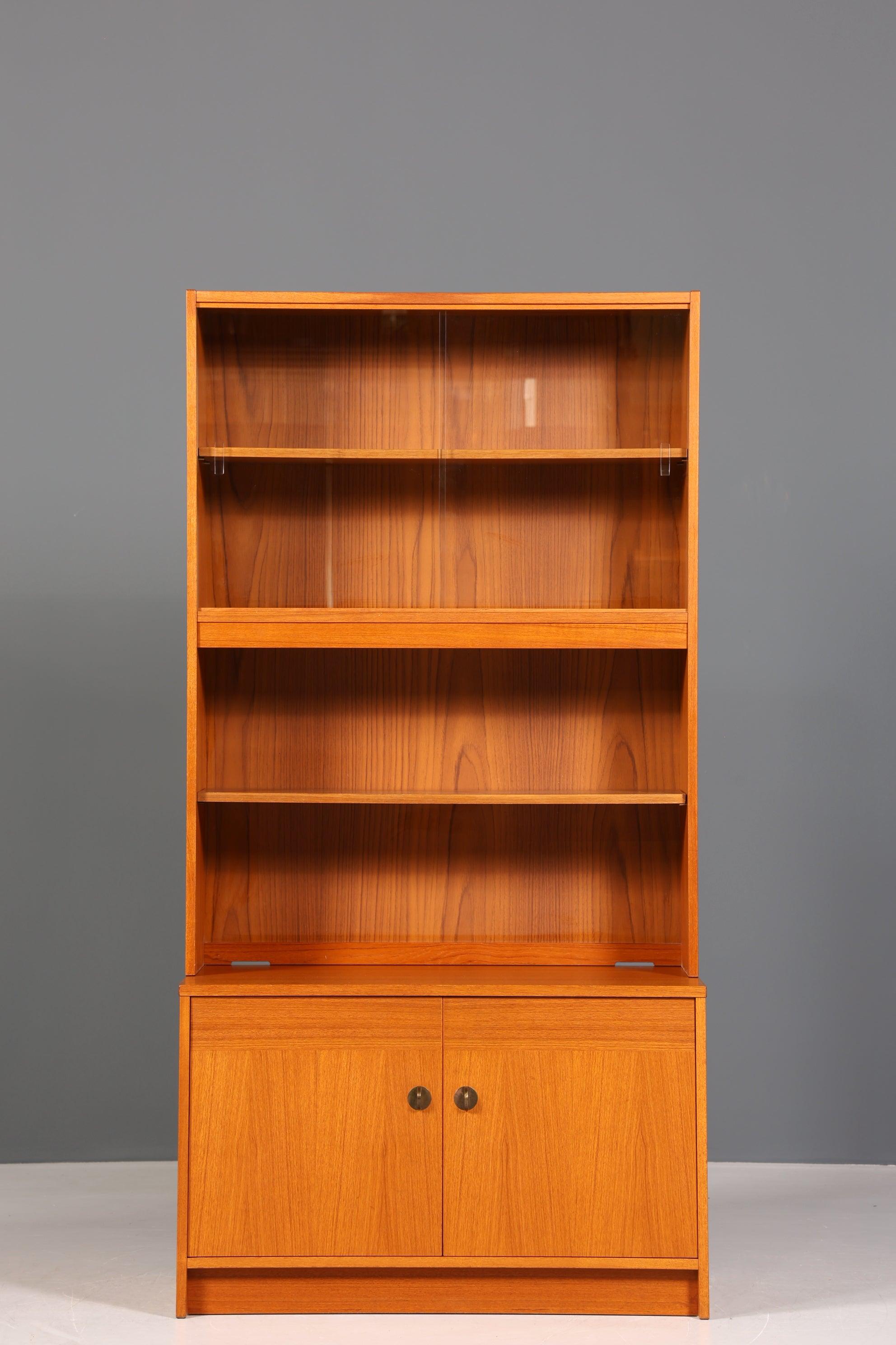 Schlichte Mid Century Vitrine Vintage Schrank Regal Retro Bücherregal Regal