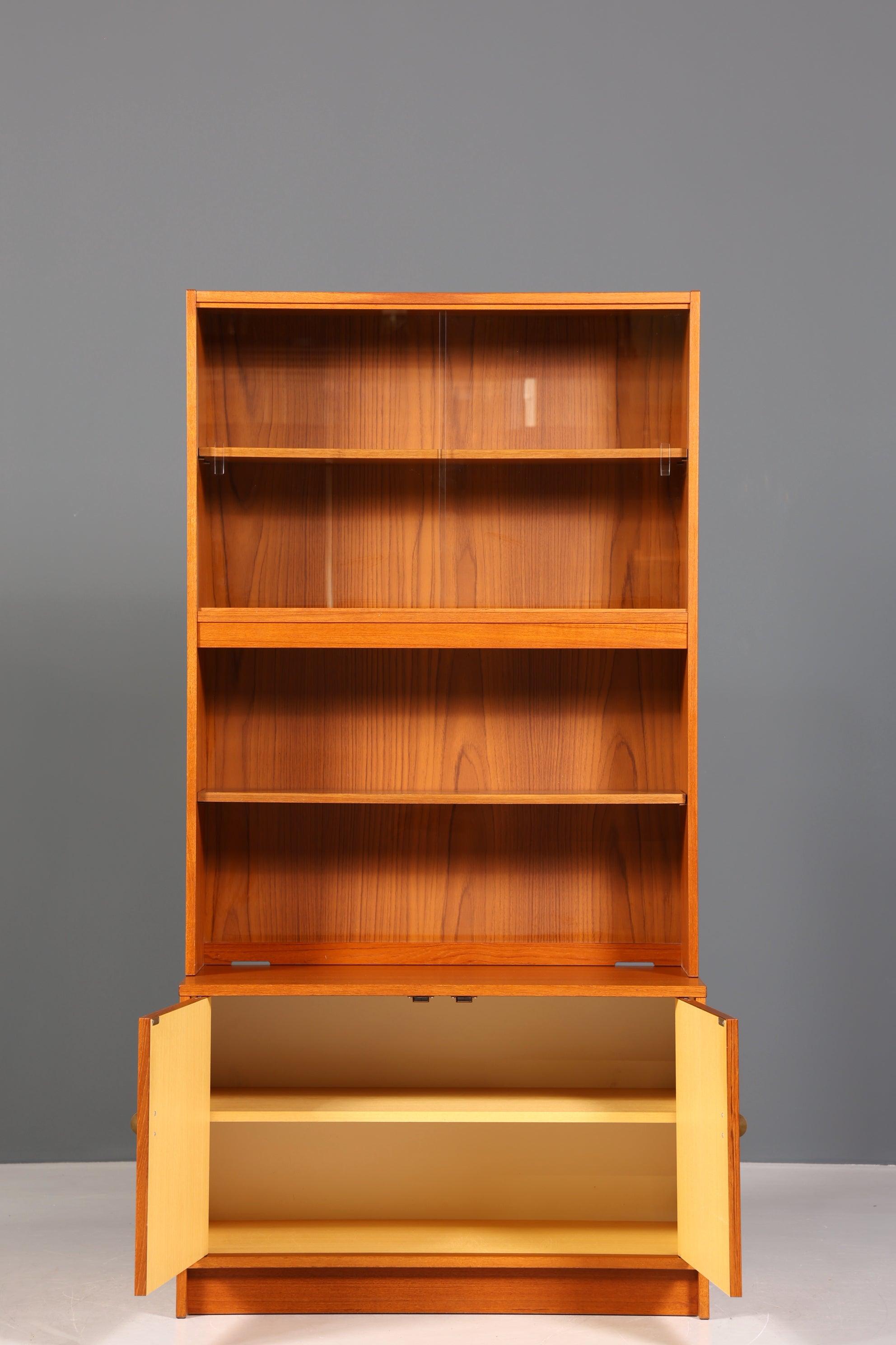 Schlichte Mid Century Vitrine Vintage Schrank Regal Retro Bücherregal Regal