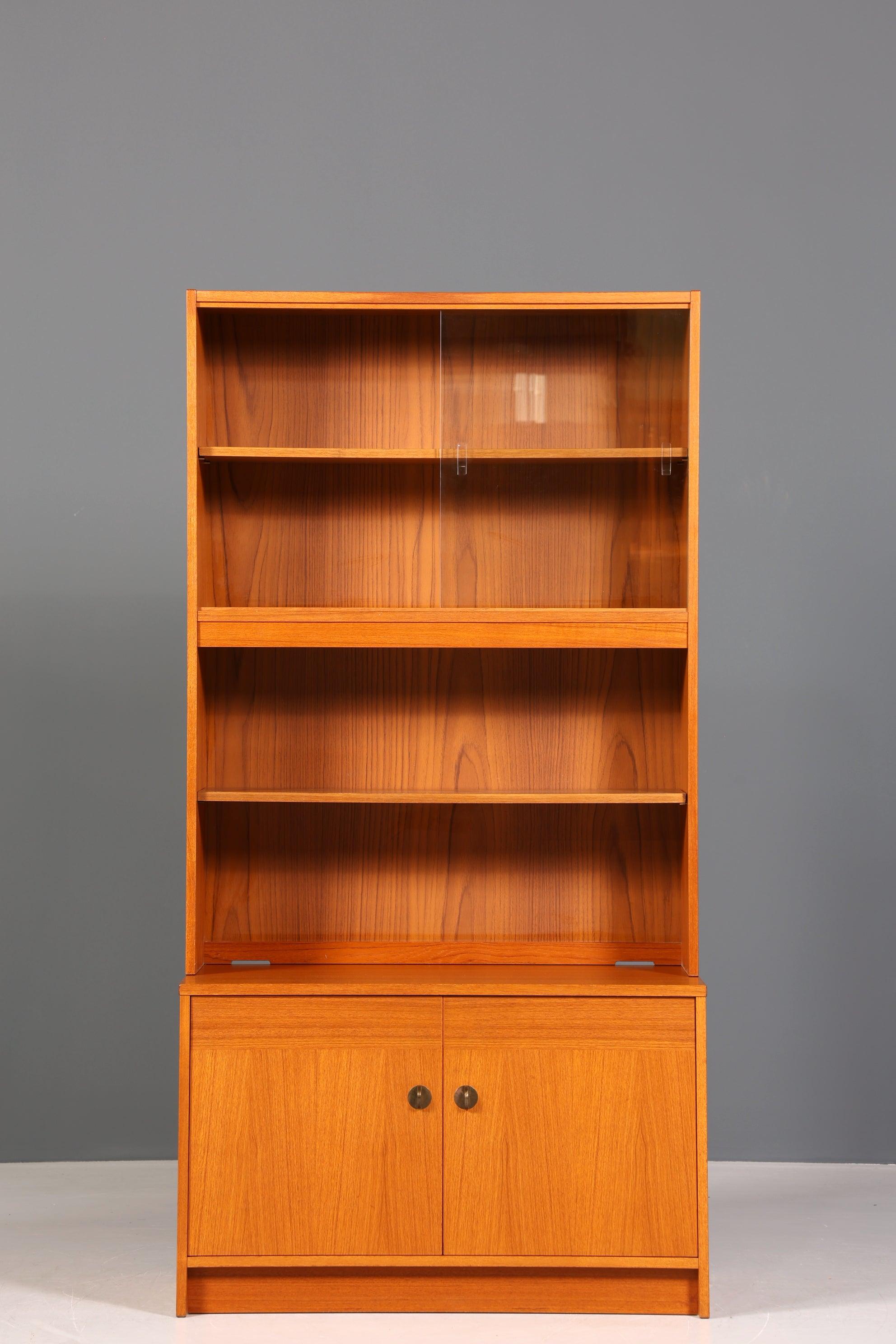 Schlichte Mid Century Vitrine Vintage Schrank Regal Retro Bücherregal Regal