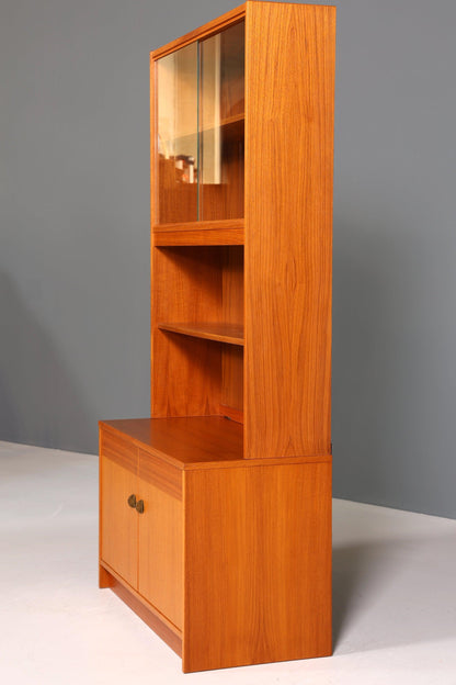 Schlichte Mid Century Vitrine Vintage Schrank Regal Retro Bücherregal Regal