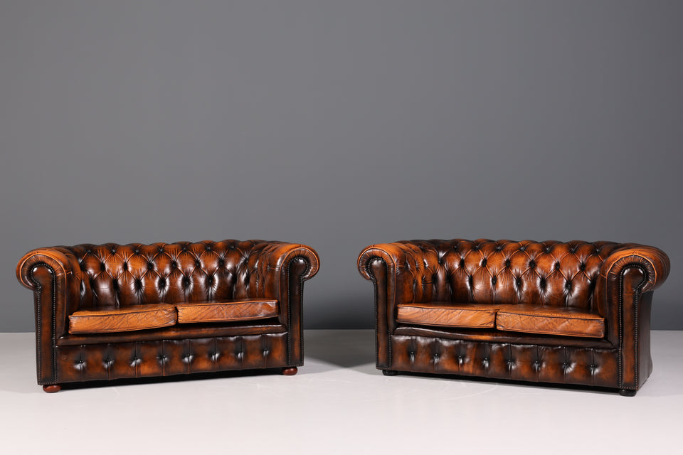 Original Chesterfield 2er Sofa Englisch echt Leder Couch 2 von 2