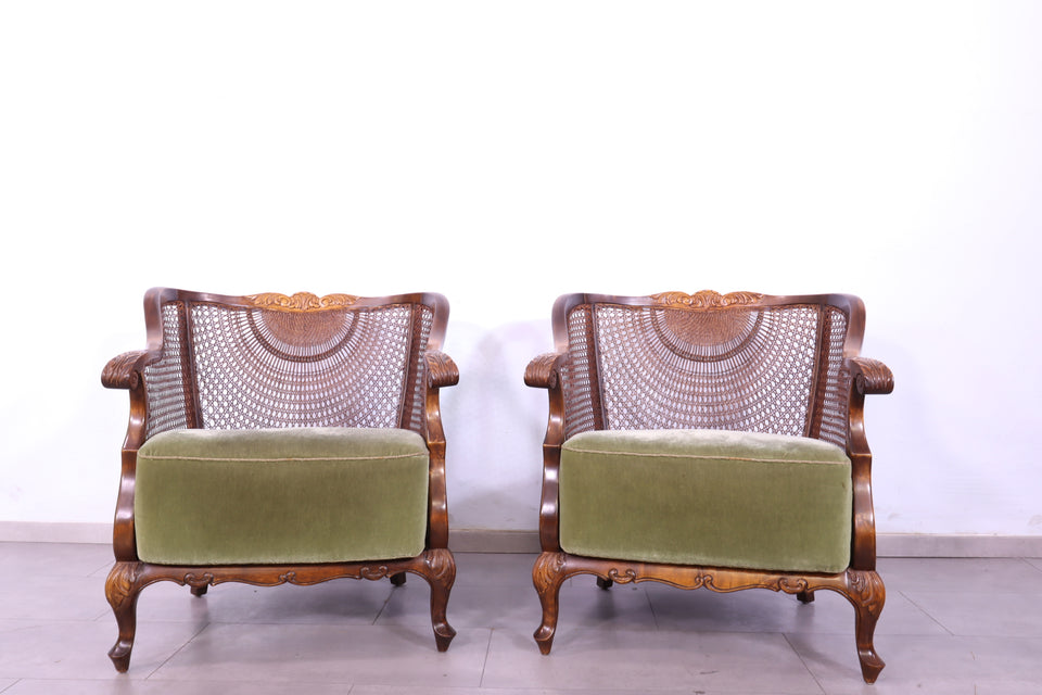 Traumhafter Chippendale Sessel Antik Stil Relax Sessel Samt Stoff