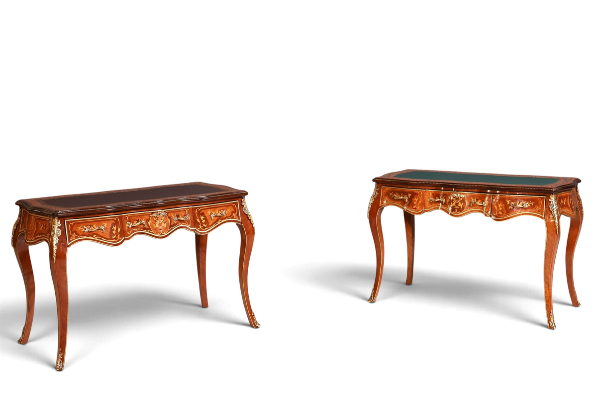 Traumhafter Louis XV Stil Schreibtisch French Desk Antik Barock Stil grün Bürotisch
