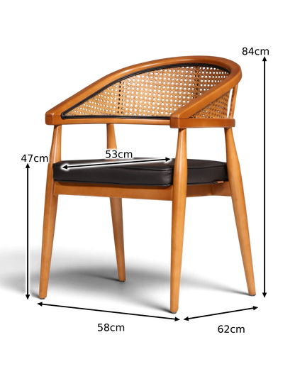 Edler Korbgeflecht Stuhl "Malibu Black" Esszimmer Stuhl in schwarz Armlehnstuhl Sekretär Stuhl Küchenstuhl