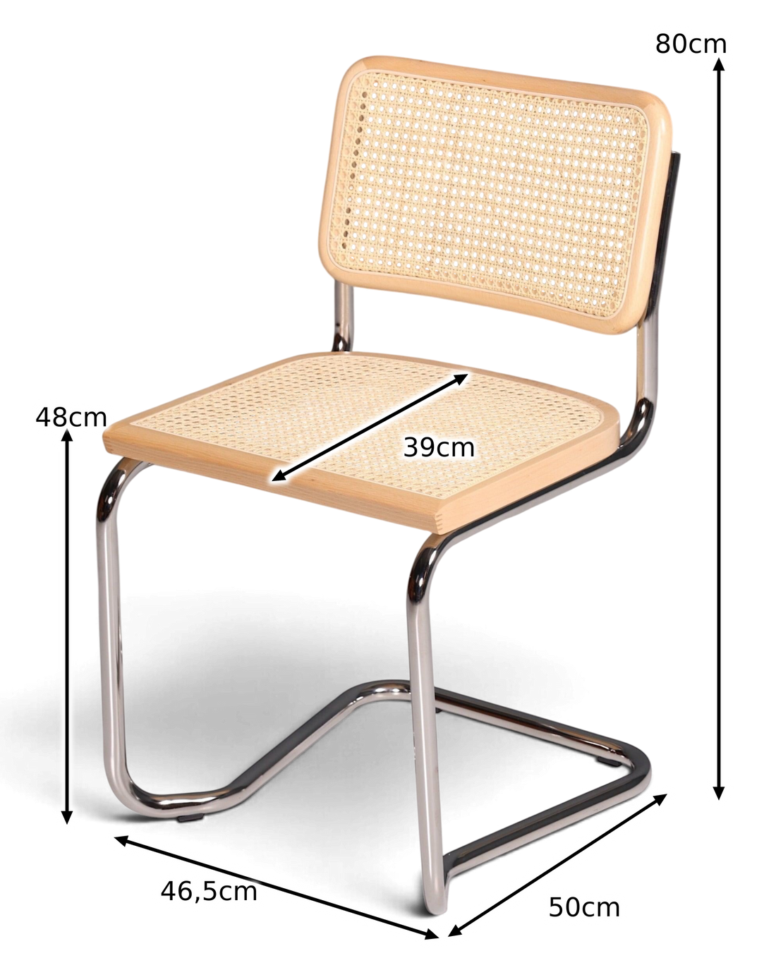 Milano Freischwinger Beige – Wiener Geflecht &amp; Chromgestell | Made in Italy