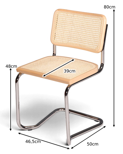 Milano Freischwinger Beige – Wiener Geflecht &amp; Chromgestell | Made in Italy