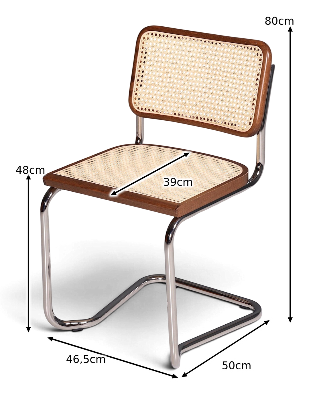 Milano Freischwinger Braun – Wiener Geflecht &amp; Chromgestell | Made in Italy