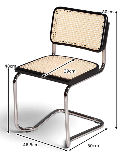 Milano Freischwinger Schwarz – Wiener Geflecht &amp; Chromgestell | Made in Italy