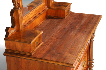 Edle Louis Philippe Kommode mit Spiegelaufsatz Gründerzeit Frisierkommode Holz Schrank Antik Flurschrank um 1880