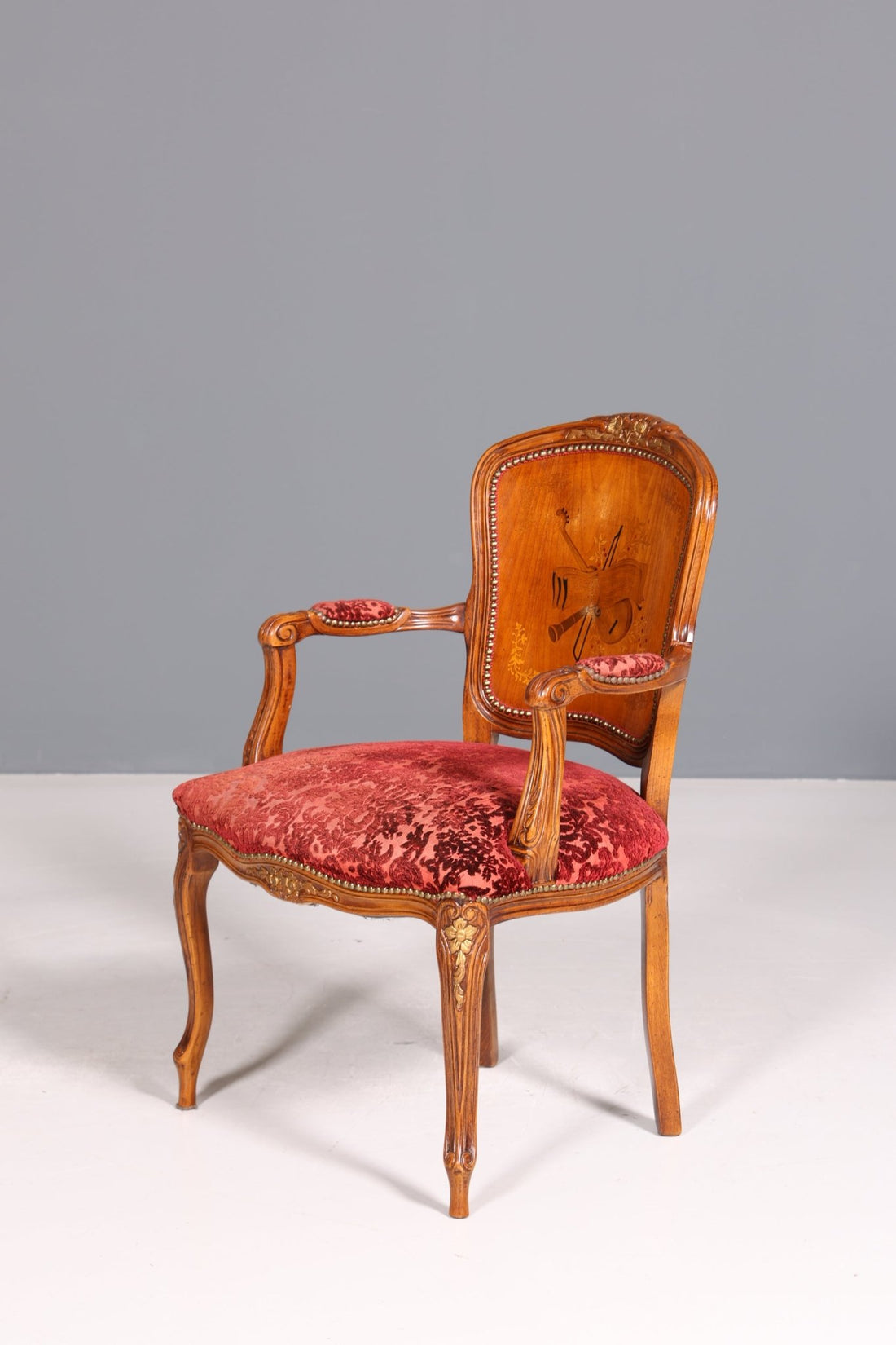 Noble Chippendale Chair Baroque Style Upholstered Chair Secretary Chair Louis XV Kitchen Chair Velvet Fabric Armchair 2 of 2