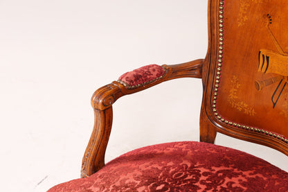 Edler Chippendale Stuhl Barock Stil Polsterstuhl Sekretär Stuhl Louis XV Küchenstuhl Samt Stoff Sessel 2 von 2