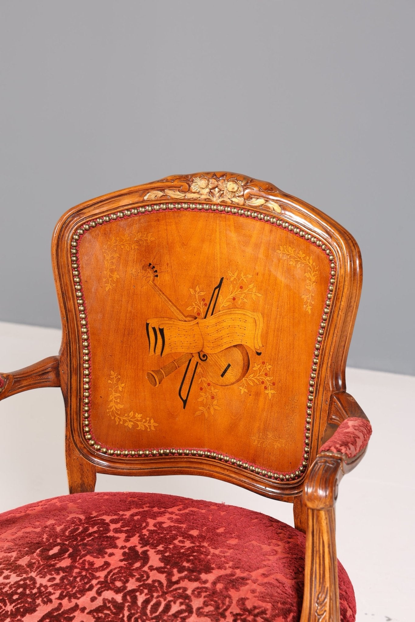 Edler Chippendale Stuhl Barock Stil Polsterstuhl Sekretär Stuhl Louis XV Küchenstuhl Samt Stoff Sessel 2 von 2