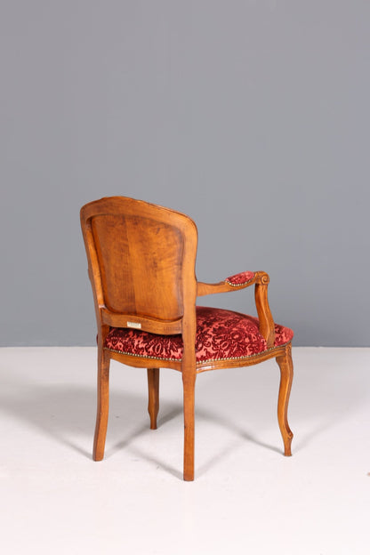 Edler Chippendale Stuhl Barock Stil Polsterstuhl Sekretär Stuhl Louis XV Küchenstuhl Samt Stoff Sessel 2 von 2