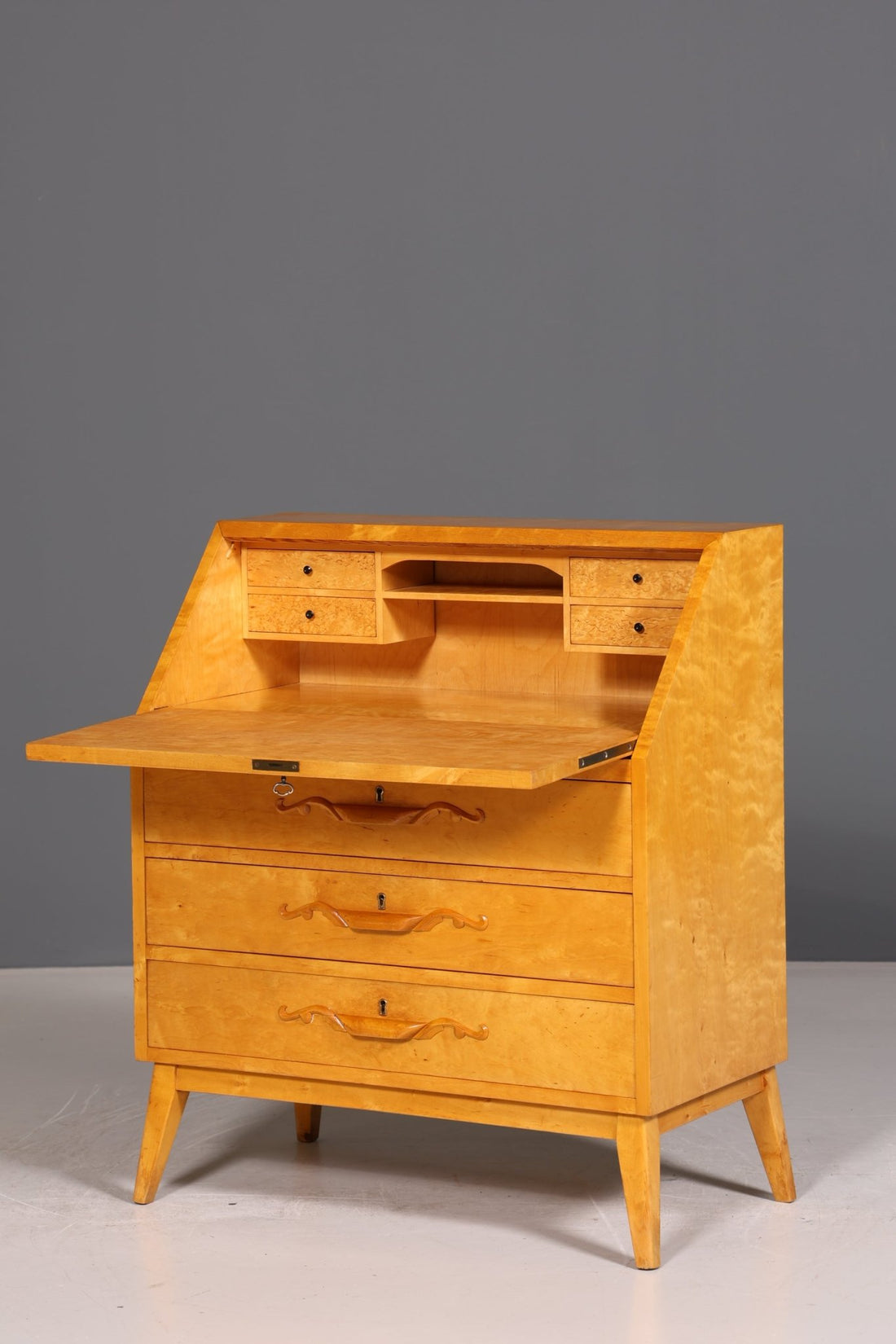 Edler Sekretär um 1930 Büro Kommode Kirschholz Sekretär Schreibtisch Kommode