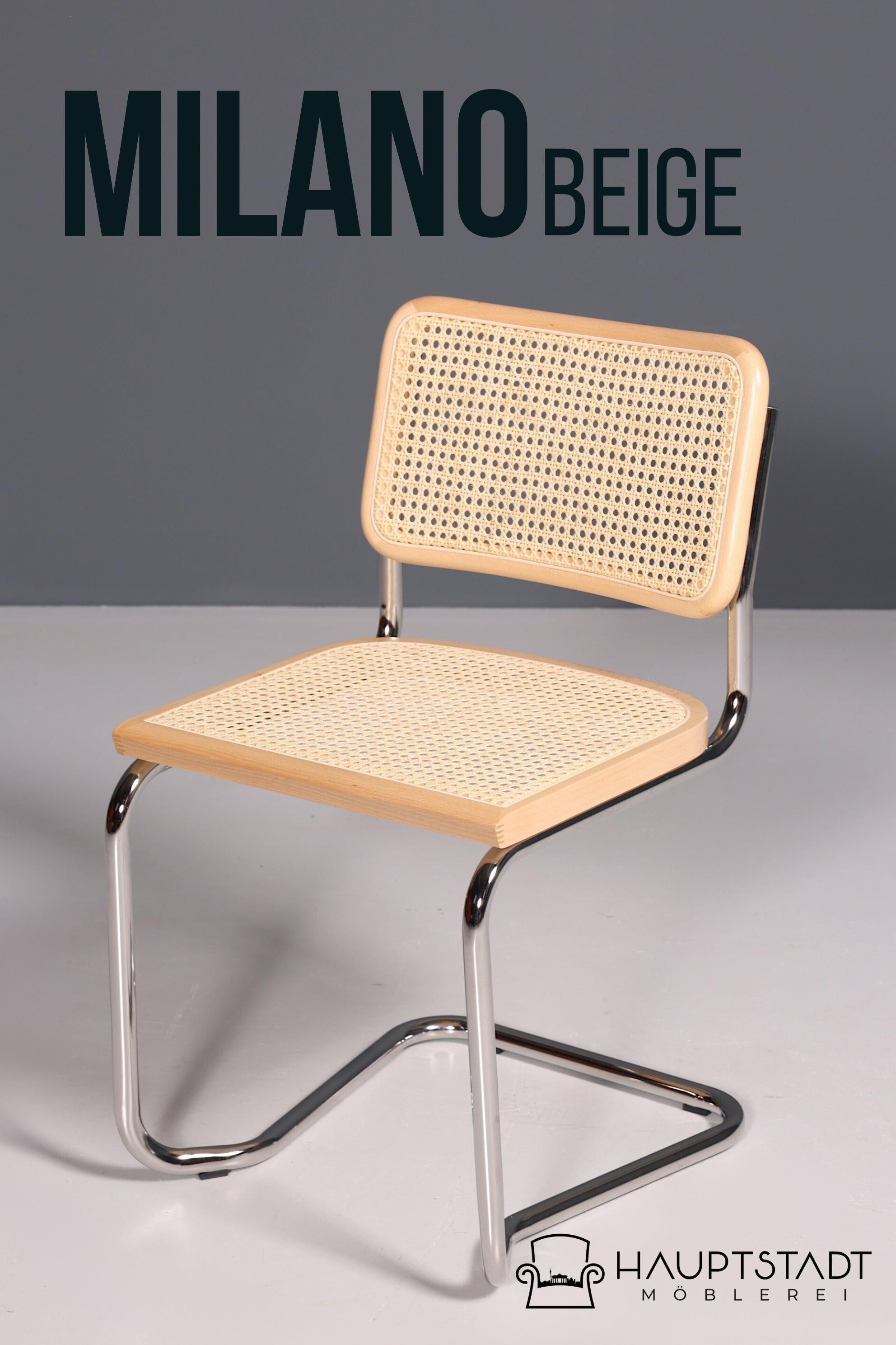 Korbgeflecht Freischwinger Stuhl &amp;quot;Milano&amp;quot; Made in Italy Beige Wippstuhl Küchenstuhl Esszimmer Stuhl