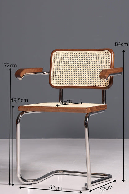 Korbgeflecht Freischwinger Armlehnstuhl &amp;quot;Milano&amp;quot; Made in Italy Braun Küchenstuhl Wippstuhl