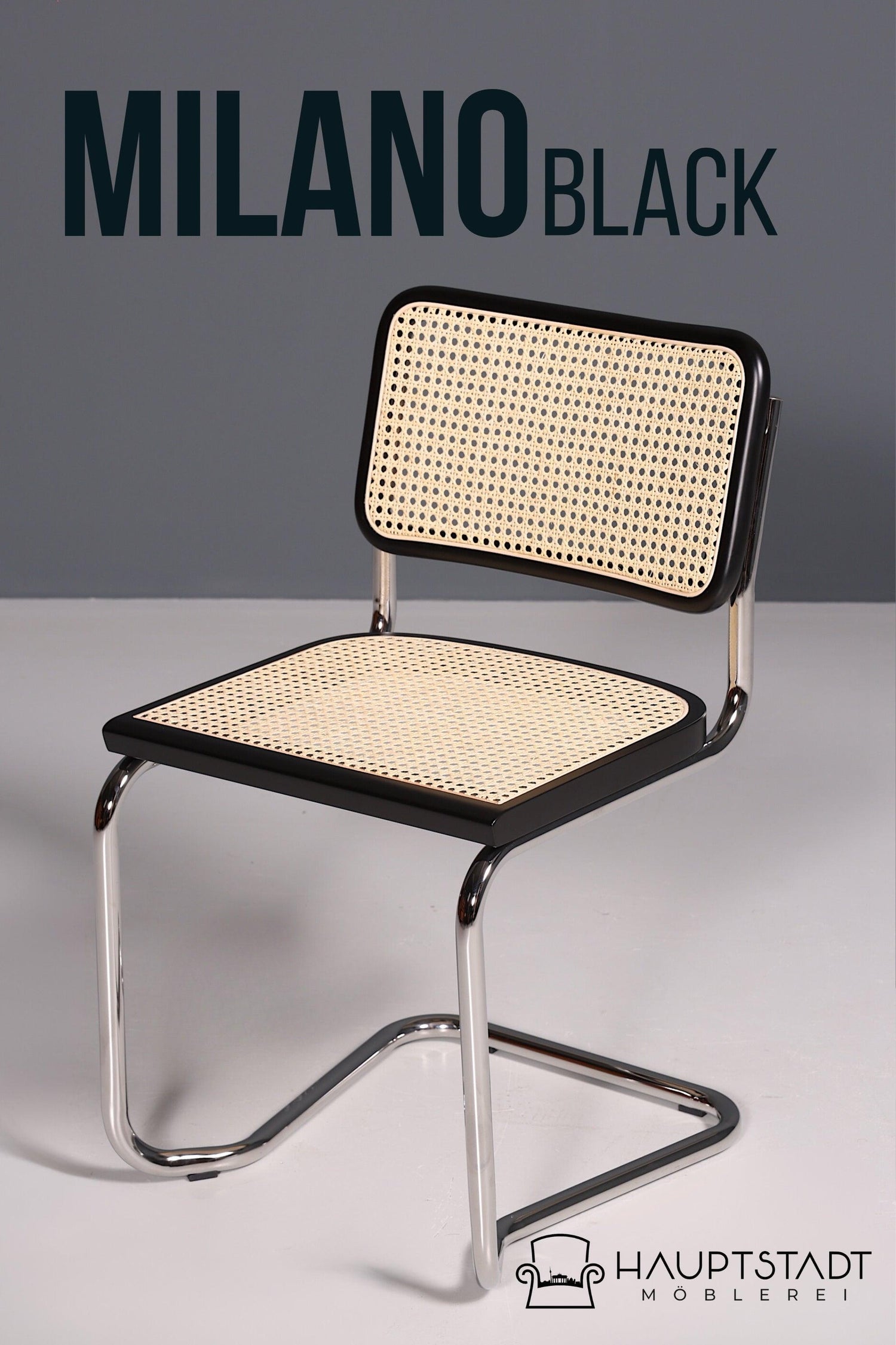 Korbgeflecht Freischwinger Stuhl &amp;quot;Milano&amp;quot; Made in Italy Schwarz Wippstuhl Esszimmer Stuhl Küchenstuhl