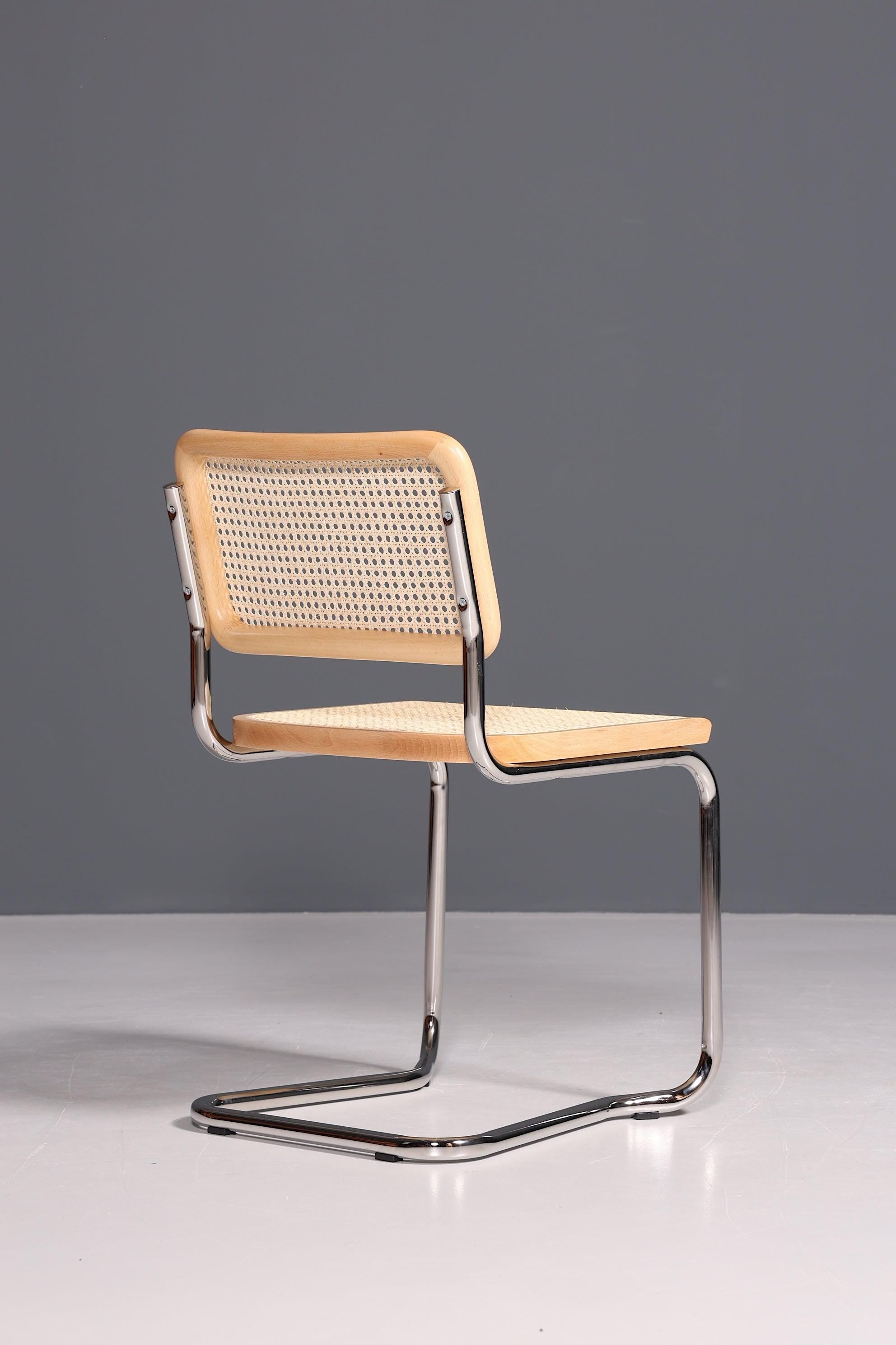 Korbgeflecht Freischwinger Stuhl &amp;quot;Milano&amp;quot; Made in Italy Beige Wippstuhl Küchenstuhl Esszimmer Stuhl