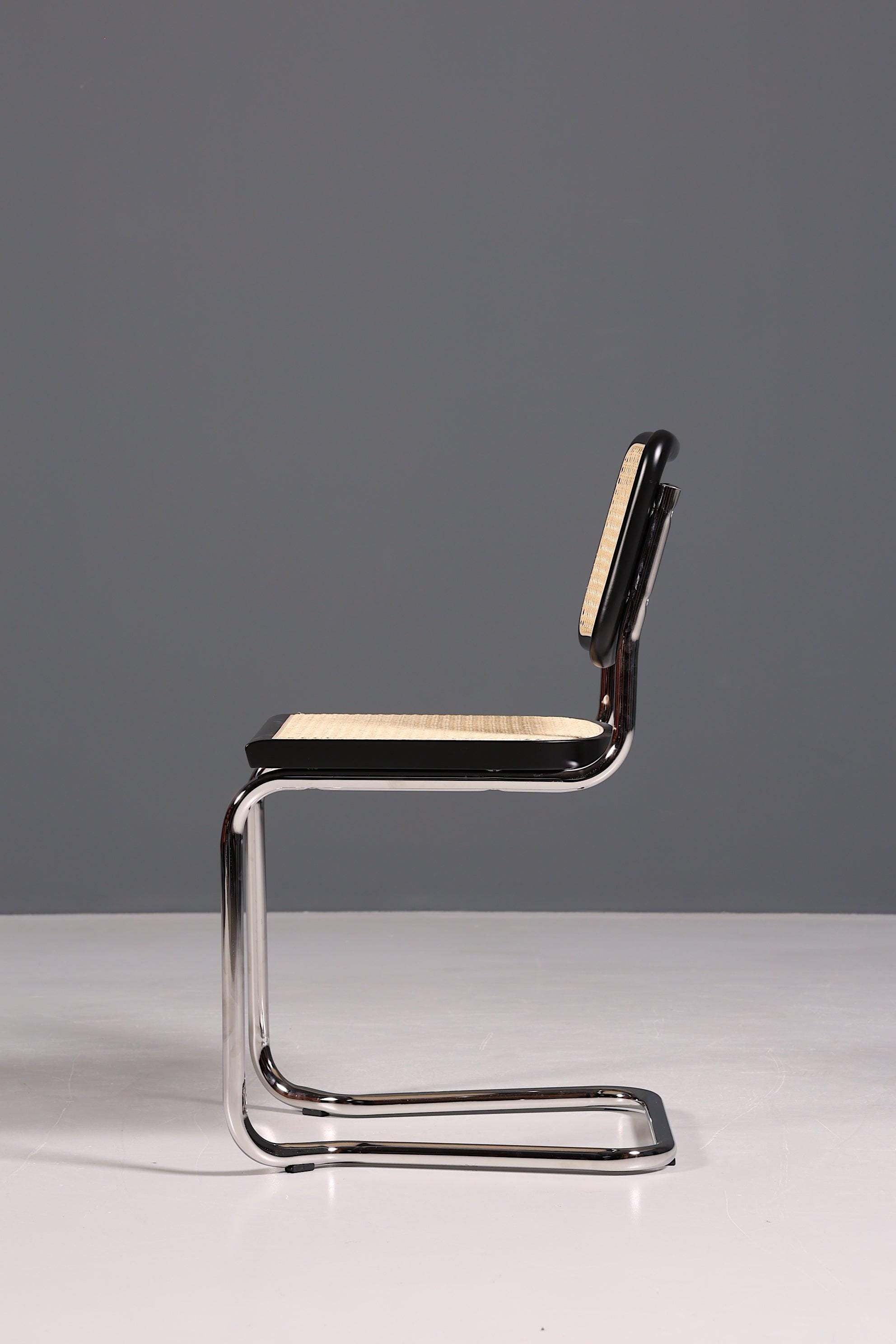 Korbgeflecht Freischwinger Stuhl &amp;quot;Milano&amp;quot; Made in Italy Schwarz Wippstuhl Esszimmer Stuhl Küchenstuhl