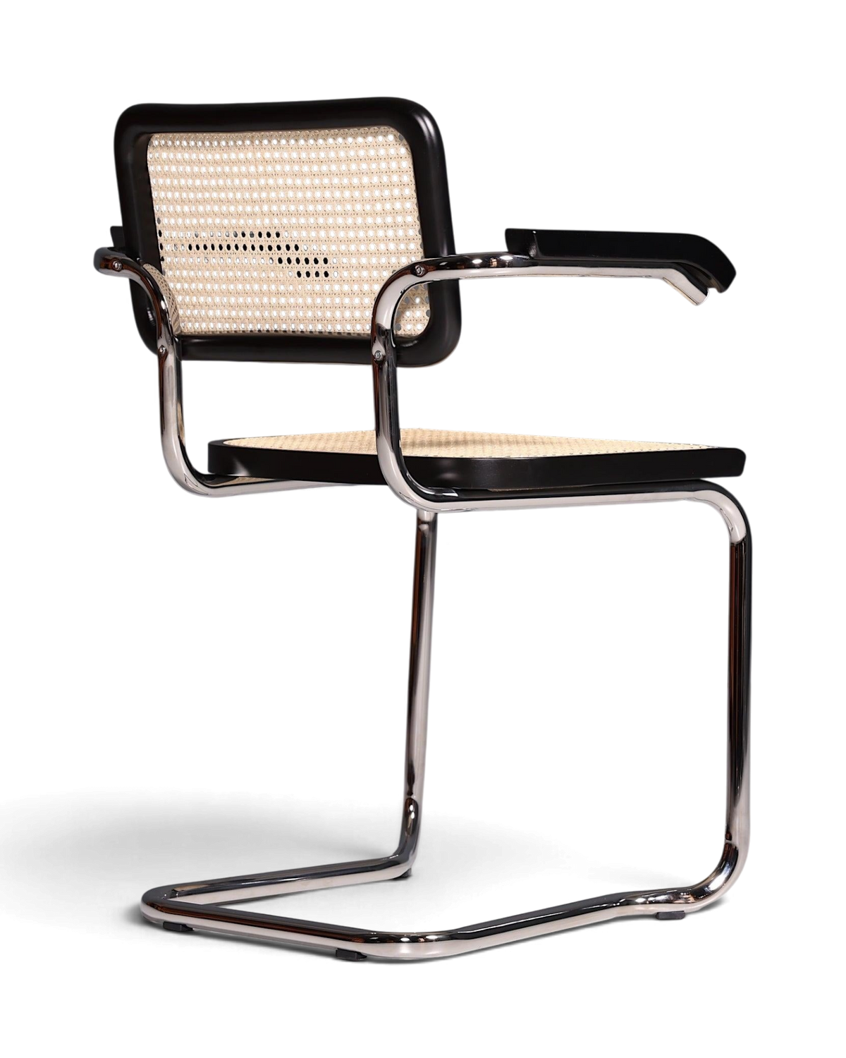 Korbgeflecht Freischwinger Armlehnstuhl &amp;quot;Milano&amp;quot; Made in Italy Schwarz Esszimmer Stuhl Wippstuhl Küchenstuhl