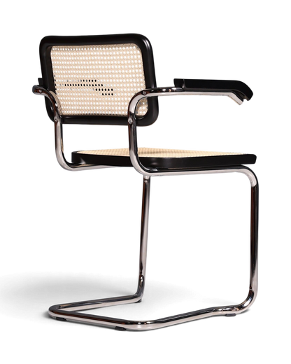 Korbgeflecht Freischwinger Armlehnstuhl &amp;quot;Milano&amp;quot; Made in Italy Schwarz Esszimmer Stuhl Wippstuhl Küchenstuhl