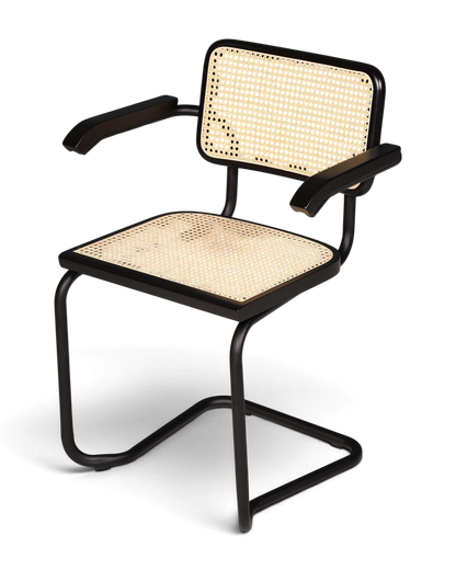Freischwinger Armlehnstuhl &amp;quot;Milano&amp;quot; Made in Italy Schwarz Korbgeflecht Stuhl Wippstuhl Sekretär Stuhl Küchenstuhl