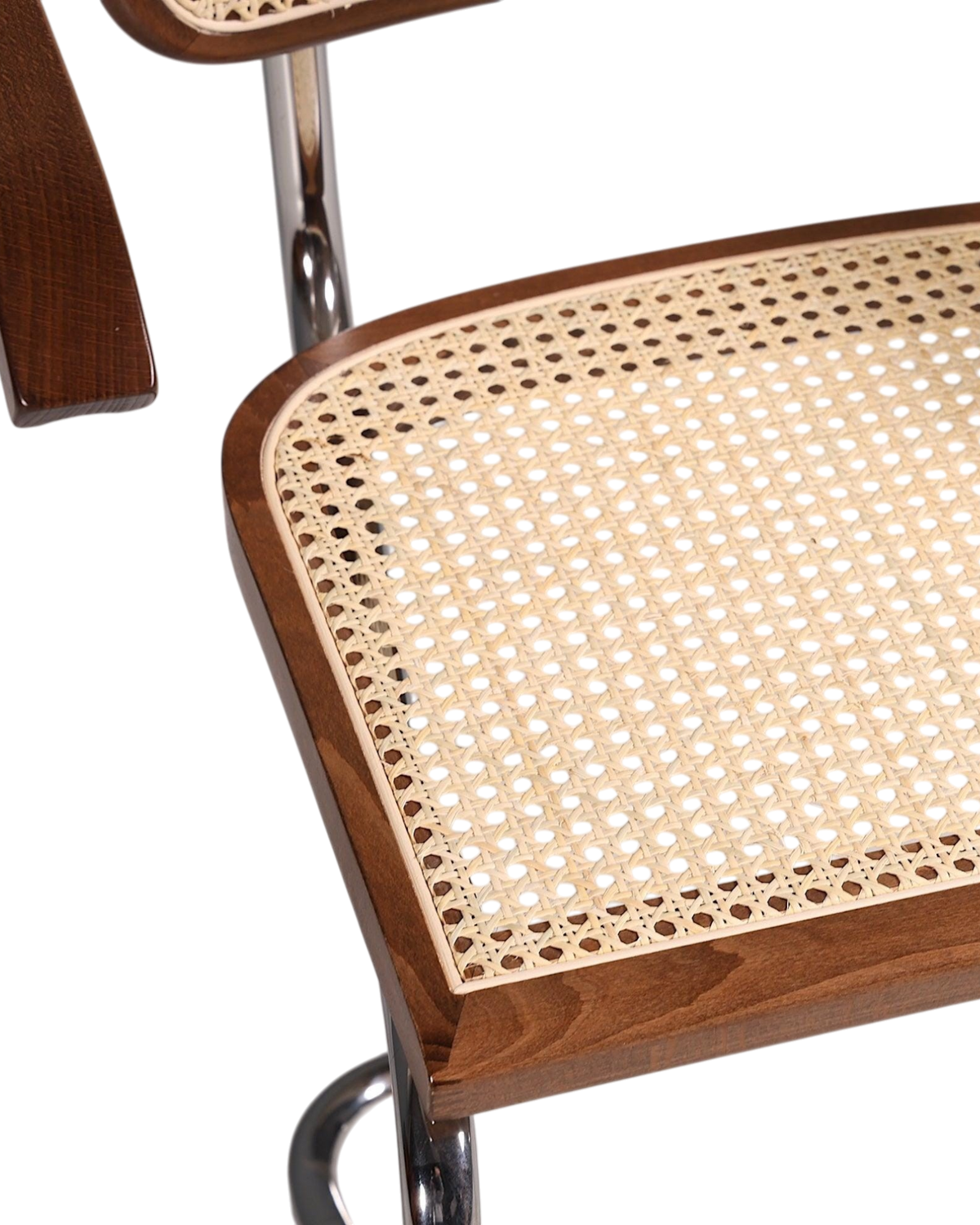 Korbgeflecht Freischwinger Armlehnstuhl &amp;quot;Milano&amp;quot; Made in Italy Braun Küchenstuhl Wippstuhl