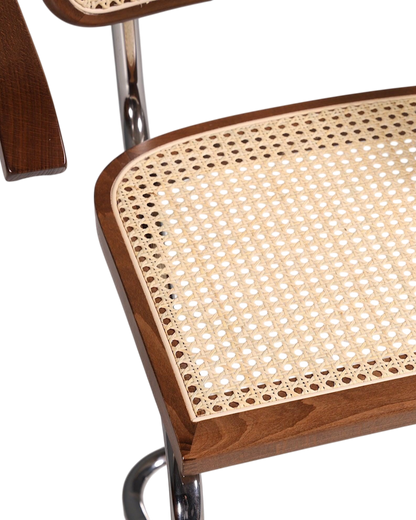 Korbgeflecht Freischwinger Armlehnstuhl &amp;quot;Milano&amp;quot; Made in Italy Braun Küchenstuhl Wippstuhl