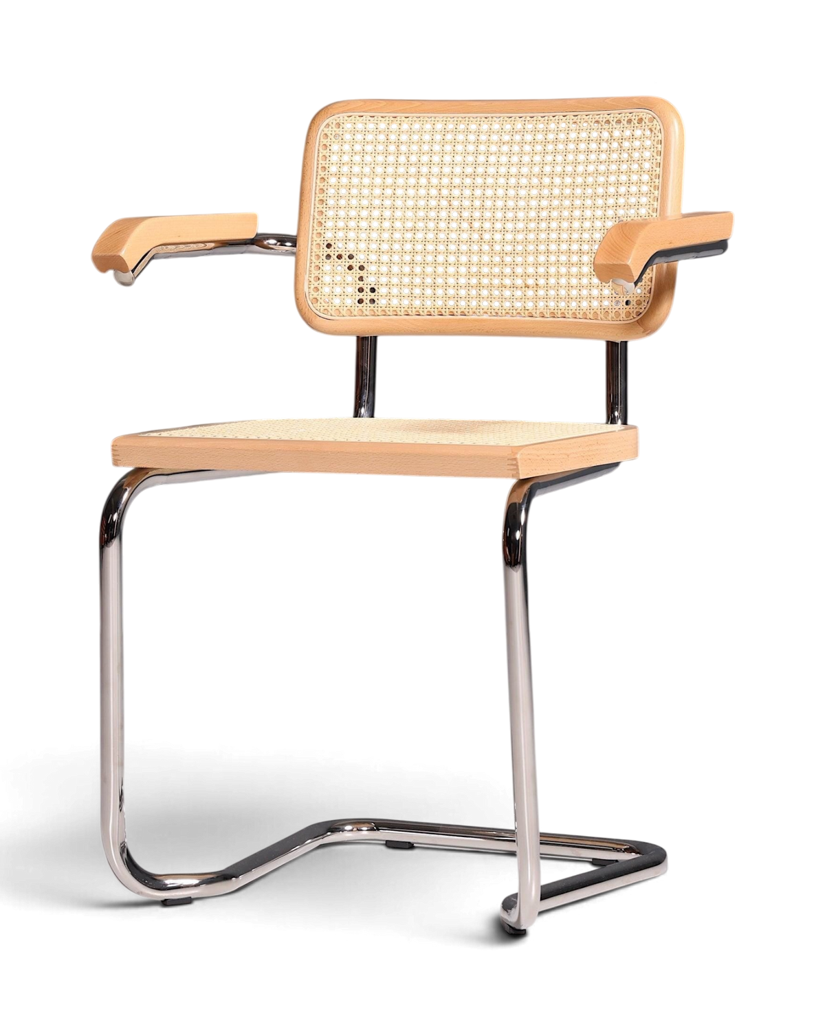 Korbgeflecht Freischwinger Armlehnstuhl &amp;quot;Milano&amp;quot; Made in Italy Beige Wippstuhl Sekretär Stuhl Esszimmer Stuhl