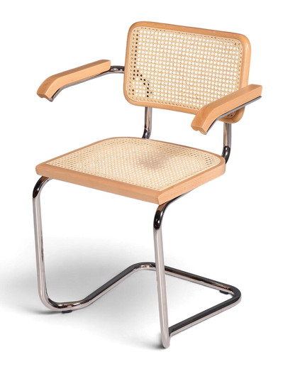 Korbgeflecht Freischwinger Armlehnstuhl &amp;quot;Milano&amp;quot; Made in Italy Beige Wippstuhl Sekretär Stuhl Esszimmer Stuhl