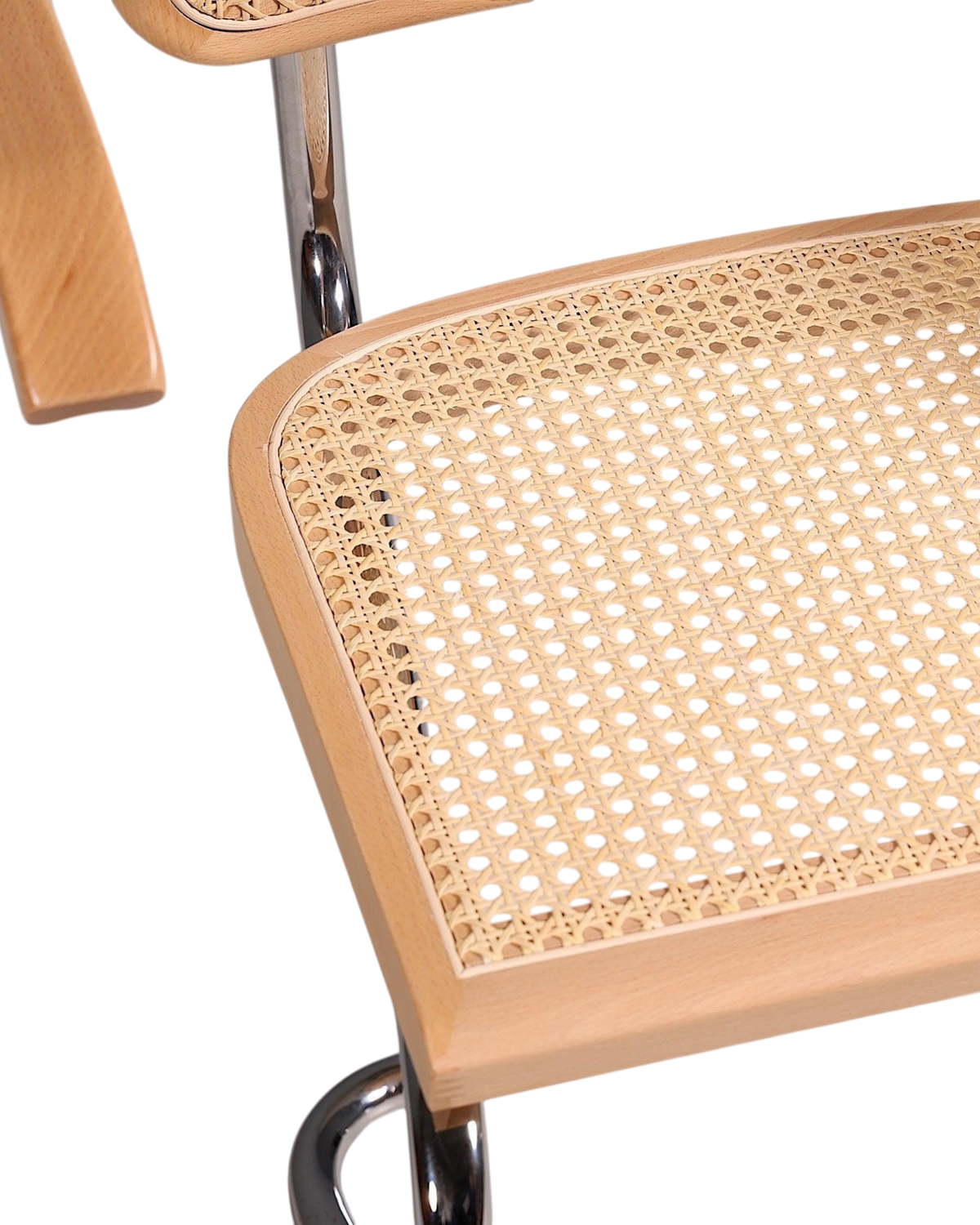 Korbgeflecht Freischwinger Armlehnstuhl &amp;quot;Milano&amp;quot; Made in Italy Beige Wippstuhl Sekretär Stuhl Esszimmer Stuhl