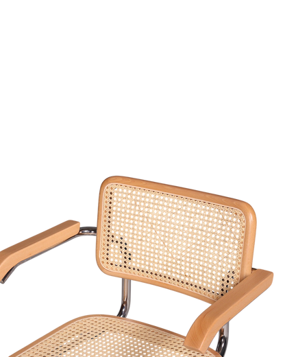Korbgeflecht Freischwinger Armlehnstuhl &amp;quot;Milano&amp;quot; Made in Italy Beige Wippstuhl Sekretär Stuhl Esszimmer Stuhl
