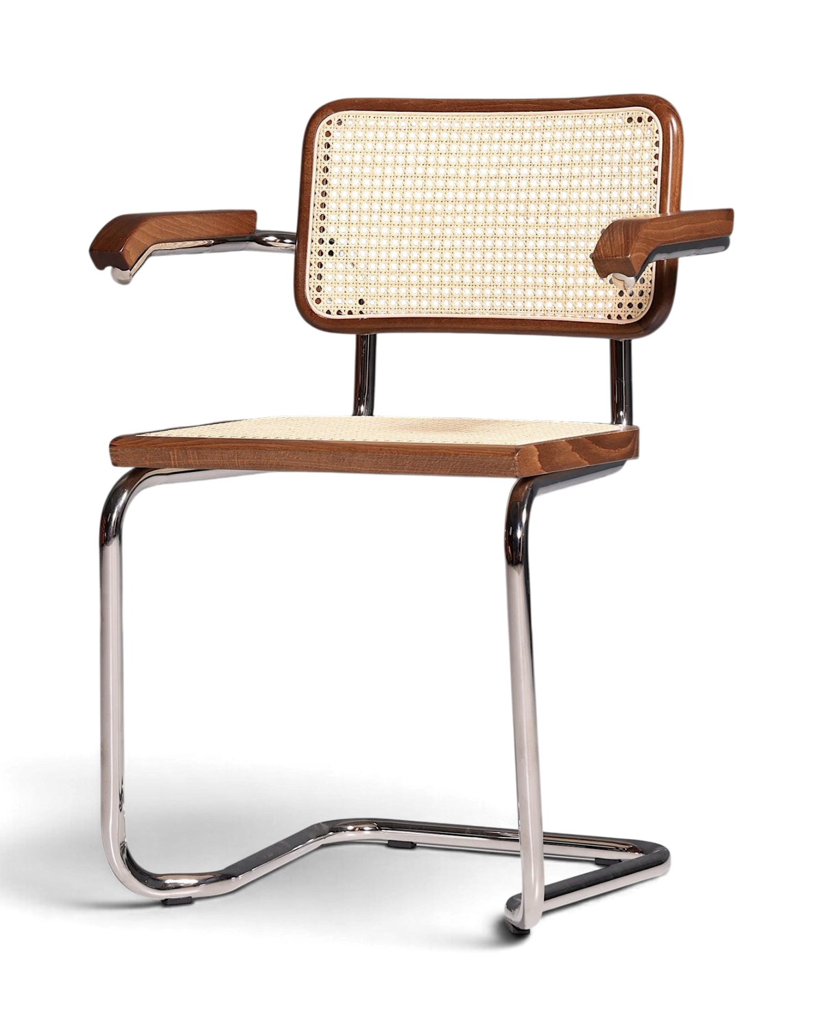 Korbgeflecht Freischwinger Armlehnstuhl &amp;quot;Milano&amp;quot; Made in Italy Braun Küchenstuhl Wippstuhl