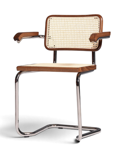 Korbgeflecht Freischwinger Armlehnstuhl &amp;quot;Milano&amp;quot; Made in Italy Braun Küchenstuhl Wippstuhl